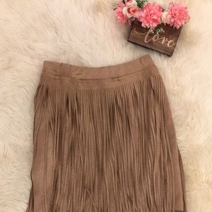Fringe suede skirt